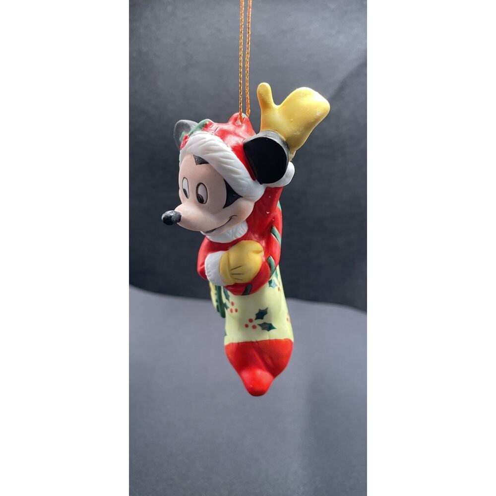 Vintage Disney 1995 Porcelain Mickey Mouse in Stocking Christmas Ornament. - Picture 3 of 6